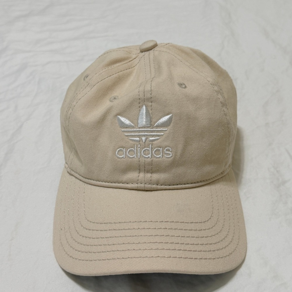 Adidas Originals Trefoil Relaxed Strapback Hat Tan Beige OS Cotton Streetwear
